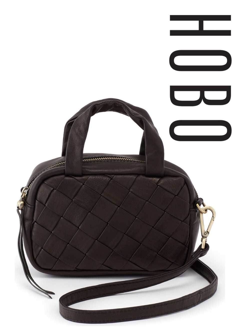 HOBO - Maze Woven Leather Satchel - Black